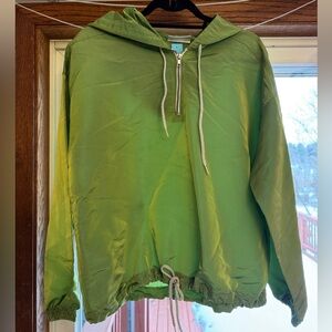 Vintage Paris Sports Club Olive Green Hooded Windbreaker Coat Jacket Pullover